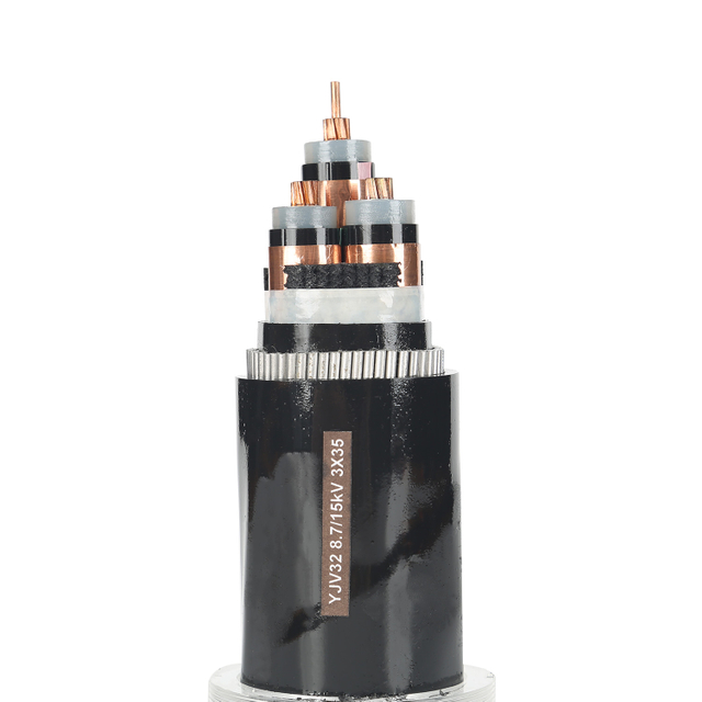Cabo de alimentação isolado do núcleo triplo XLPE com armadura de arame de aço para aplicações de média tensão